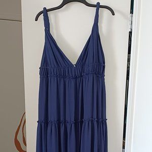 Lulu's Show Your Affection Navy Blue Tiered Ruffled Maxi Dress Sz XL